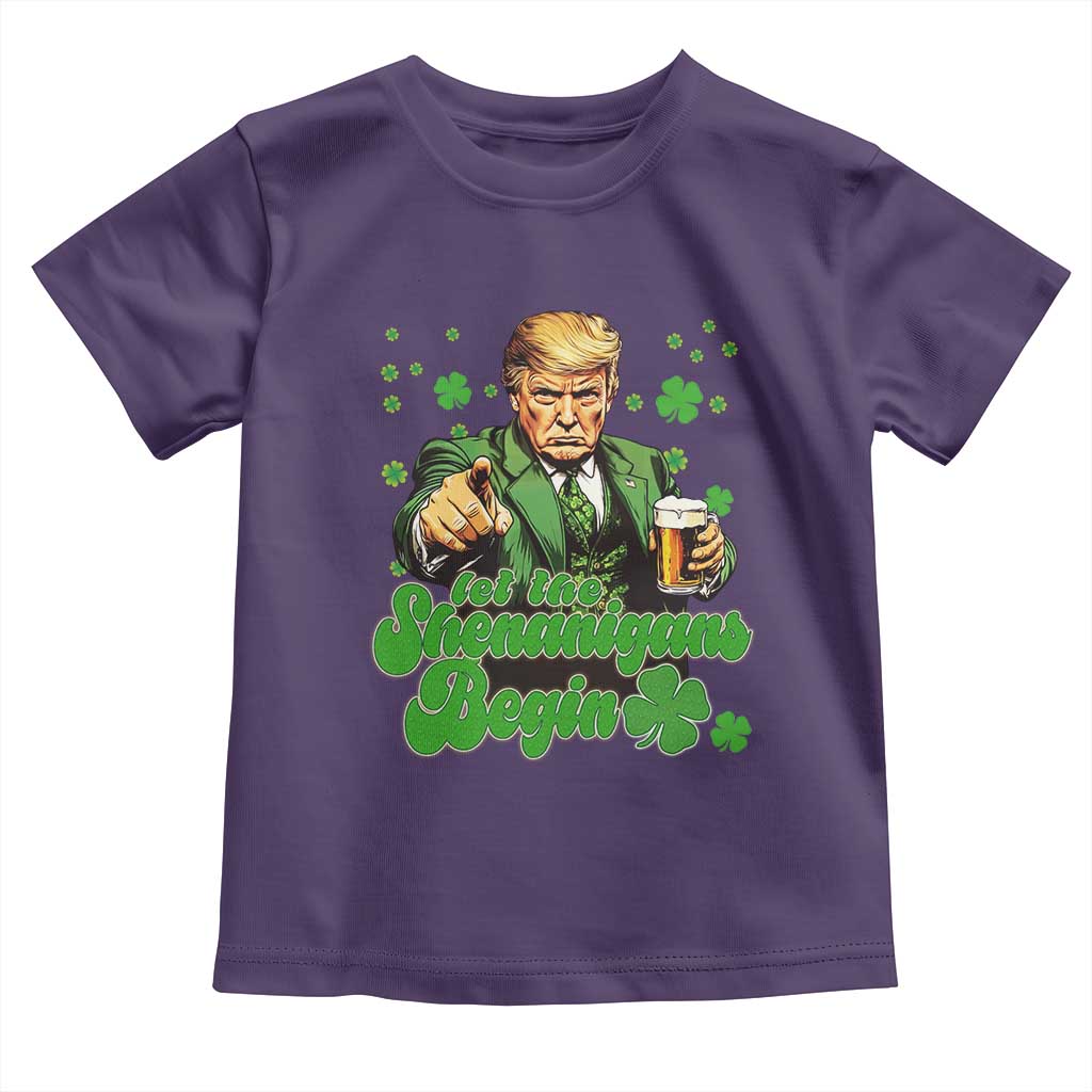 Funny St Patrick's Day Trump Toddler T Shirt Let The Shenanigans Begin TS02 Purple Print Your Wear