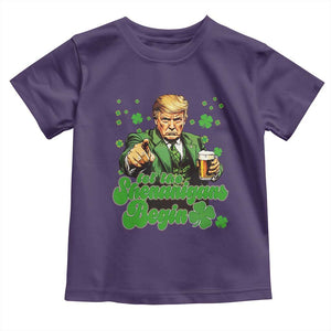 Funny St Patrick's Day Trump Toddler T Shirt Let The Shenanigans Begin TS02 Purple Print Your Wear