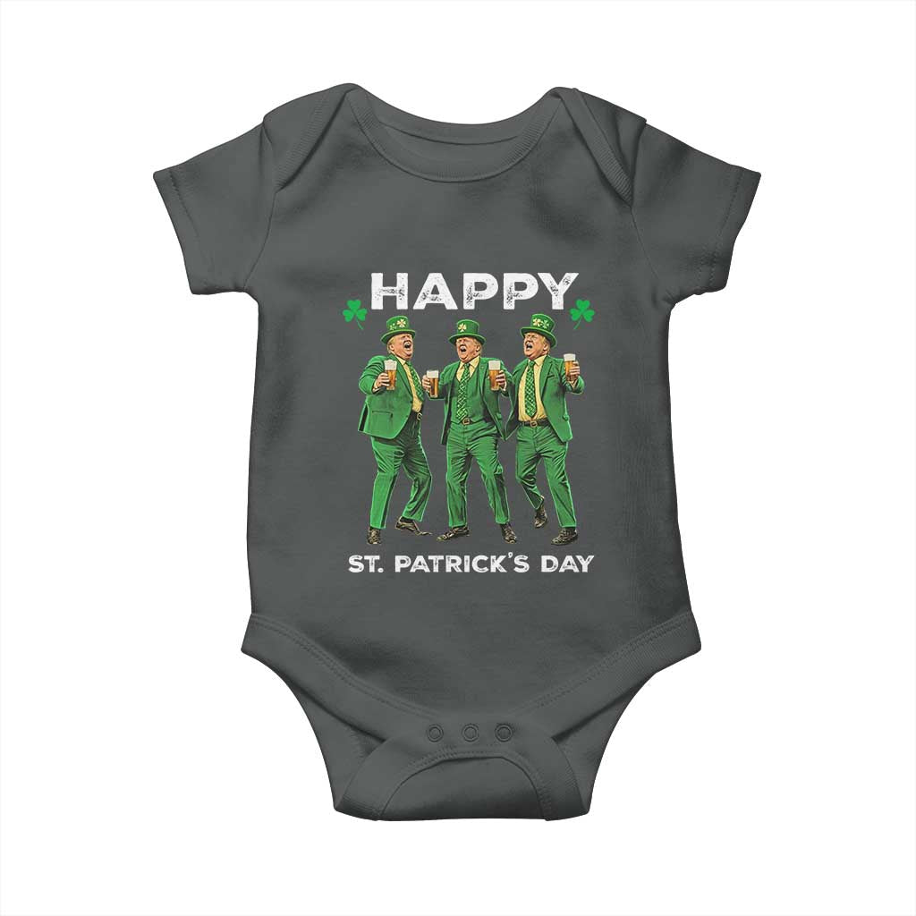 Funny St Patrick's Day Trump Baby Onesie Dancing Saint Patrick TS02 Dark Heather Print Your Wear