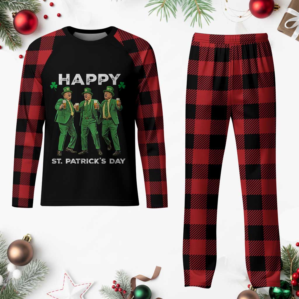 Funny St Patrick's Day Trump Plaid Pajama Set Dancing Saint Patrick TS02 Buffalo Plaid Print Your Wear
