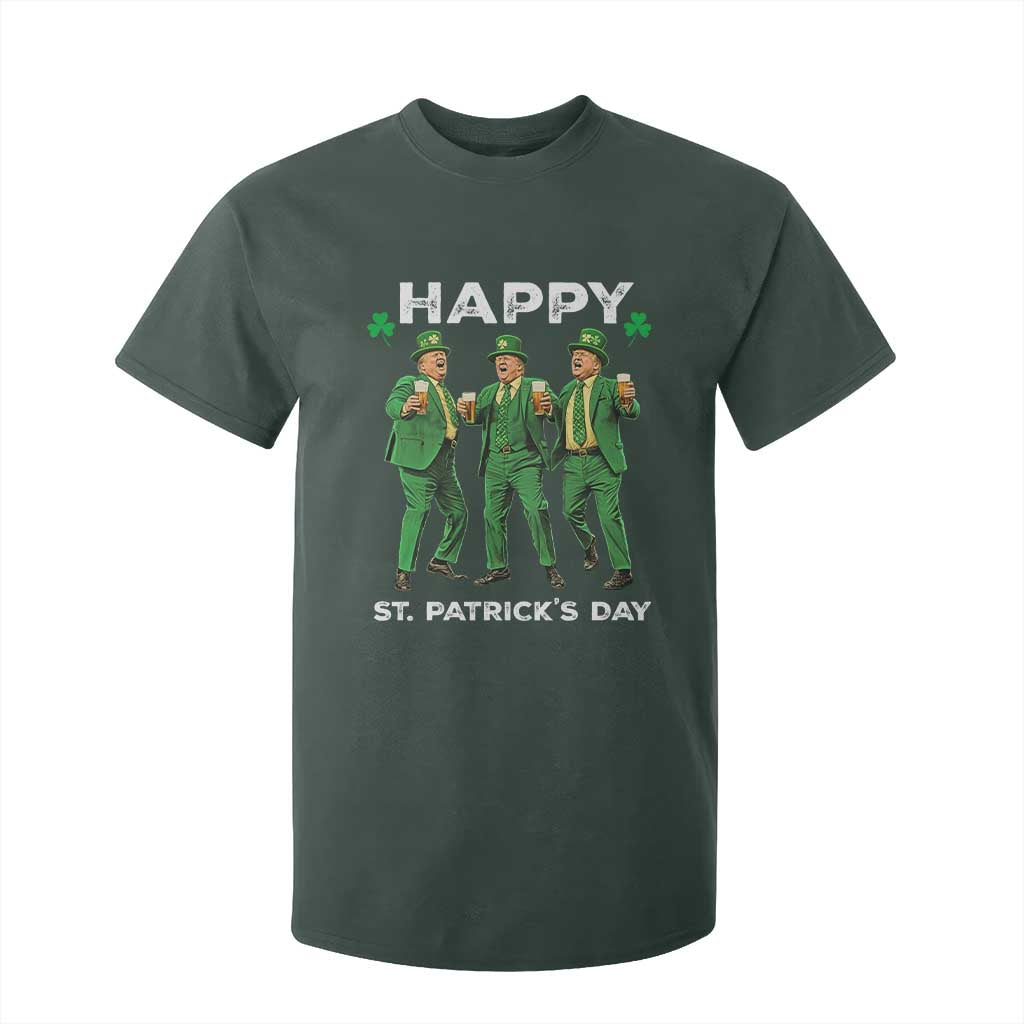 Funny St Patrick's Day Trump T Shirt For Kid Dancing Saint Patrick TS02 Dark Forest Green Print Your Wear