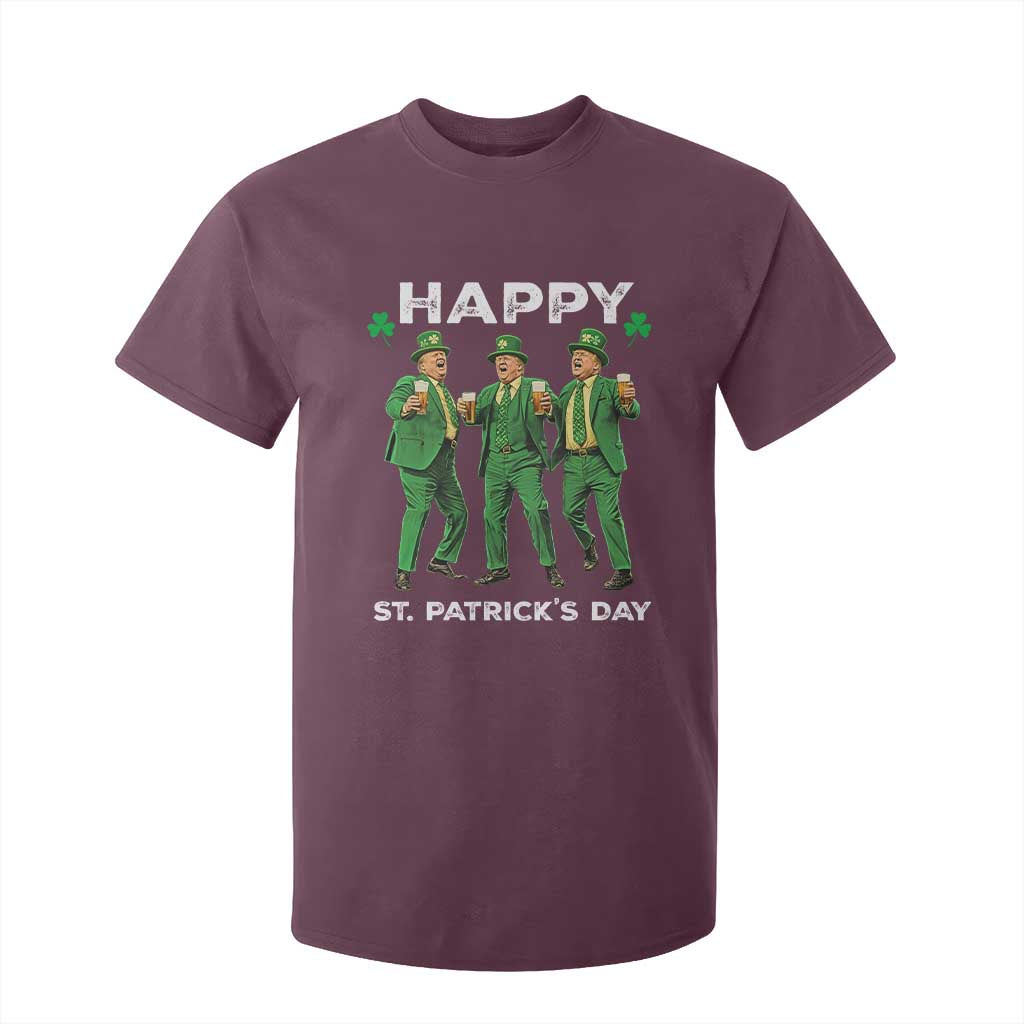 Funny St Patrick's Day Trump T Shirt For Kid Dancing Saint Patrick TS02 Maroon Print Your Wear