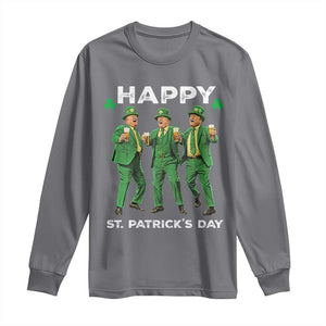 Funny St Patrick's Day Trump Long Sleeve Shirt Dancing Saint Patrick TS02 Charcoal Print Your Wear