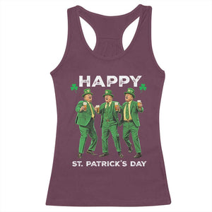 Funny St Patrick's Day Trump Racerback Tank Top Dancing Saint Patrick TS02 Maroon Print Your Wear