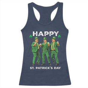 Funny St Patrick's Day Trump Racerback Tank Top Dancing Saint Patrick TS02 Navy Print Your Wear