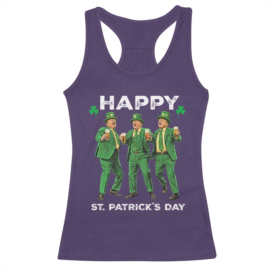 Funny St Patrick's Day Trump Racerback Tank Top Dancing Saint Patrick TS02 Purple Print Your Wear