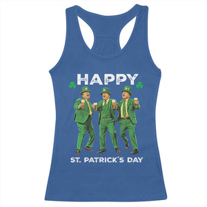 Funny St Patrick's Day Trump Racerback Tank Top Dancing Saint Patrick TS02 Royal Blue Print Your Wear