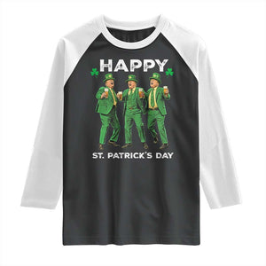 Funny St Patrick's Day Trump Raglan Shirt Dancing Saint Patrick TS02 Black White Print Your Wear