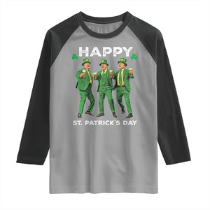 Funny St Patrick's Day Trump Raglan Shirt Dancing Saint Patrick TS02 Sport Gray Black Print Your Wear