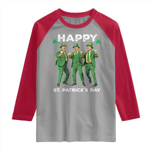 Funny St Patrick's Day Trump Raglan Shirt Dancing Saint Patrick TS02 Sport Gray Red Print Your Wear