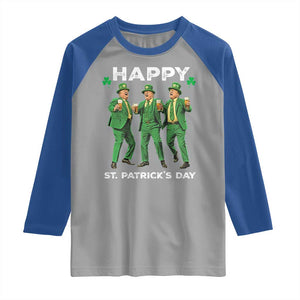 Funny St Patrick's Day Trump Raglan Shirt Dancing Saint Patrick TS02 Sport Gray Royal Print Your Wear