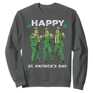 Funny St Patrick's Day Trump Sweatshirt Dancing Saint Patrick TS02 Dark Heather Print Your Wear