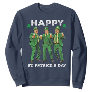 Funny St Patrick's Day Trump Sweatshirt Dancing Saint Patrick TS02 Navy Print Your Wear