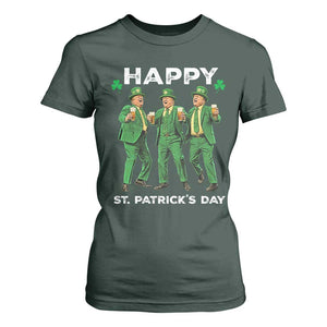 Funny St Patrick's Day Trump T Shirt For Women Dancing Saint Patrick TS02 Dark Forest Green Print Your Wear