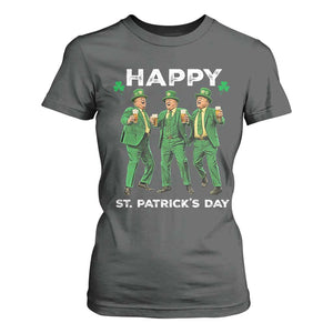 Funny St Patrick's Day Trump T Shirt For Women Dancing Saint Patrick TS02 Dark Heather Print Your Wear