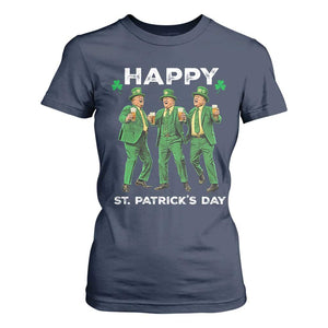 Funny St Patrick's Day Trump T Shirt For Women Dancing Saint Patrick TS02 Navy Print Your Wear