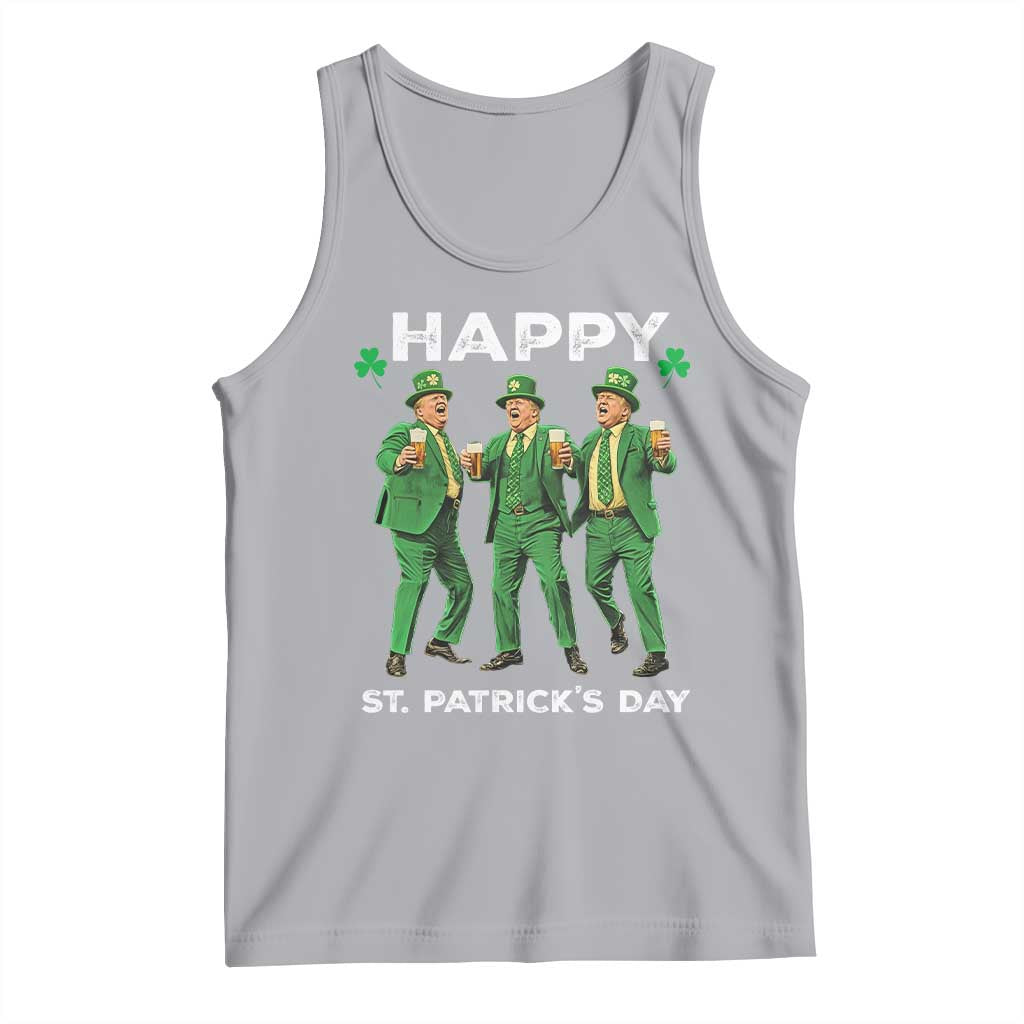 Funny St Patrick's Day Trump Tank Top Dancing Saint Patrick TS02 Athletic Heather Print Your Wear