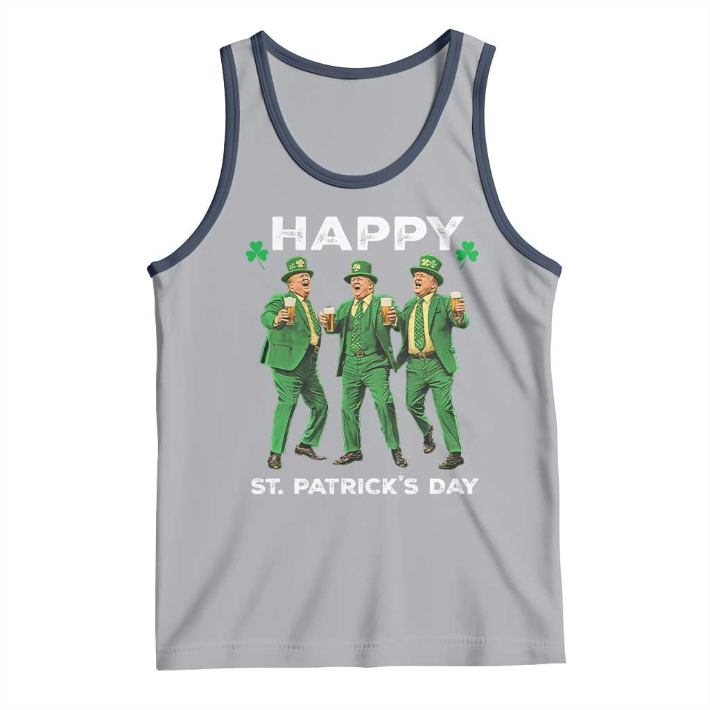 Funny St Patrick's Day Trump Tank Top Dancing Saint Patrick TS02 Athletic Heather Navy Print Your Wear