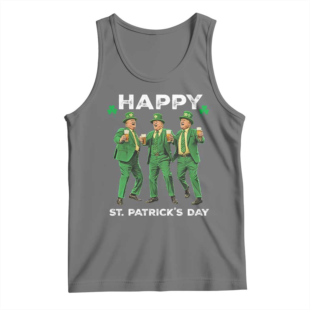 Funny St Patrick's Day Trump Tank Top Dancing Saint Patrick TS02 Black Heather Print Your Wear