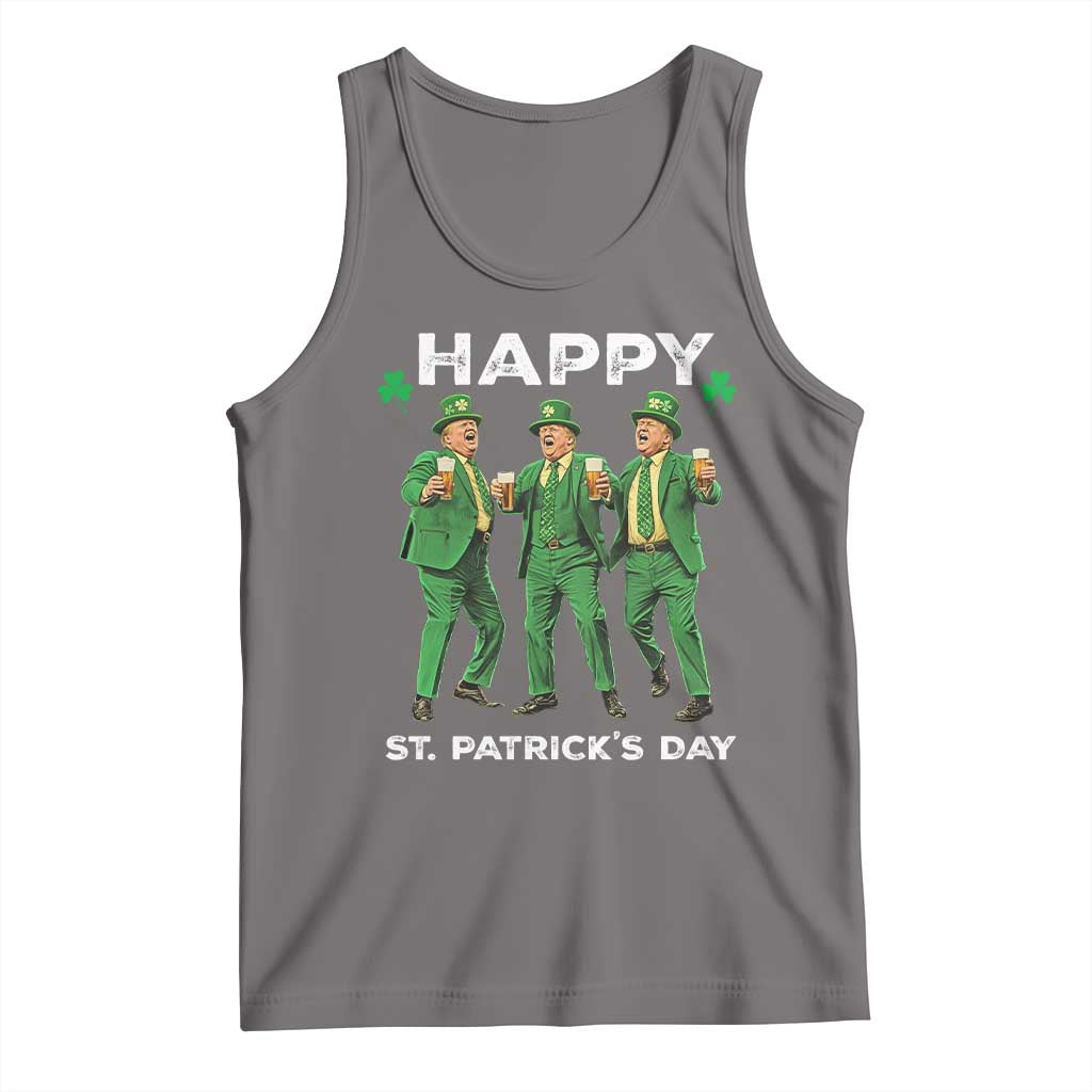 Funny St Patrick's Day Trump Tank Top Dancing Saint Patrick TS02 Deep Heather Print Your Wear