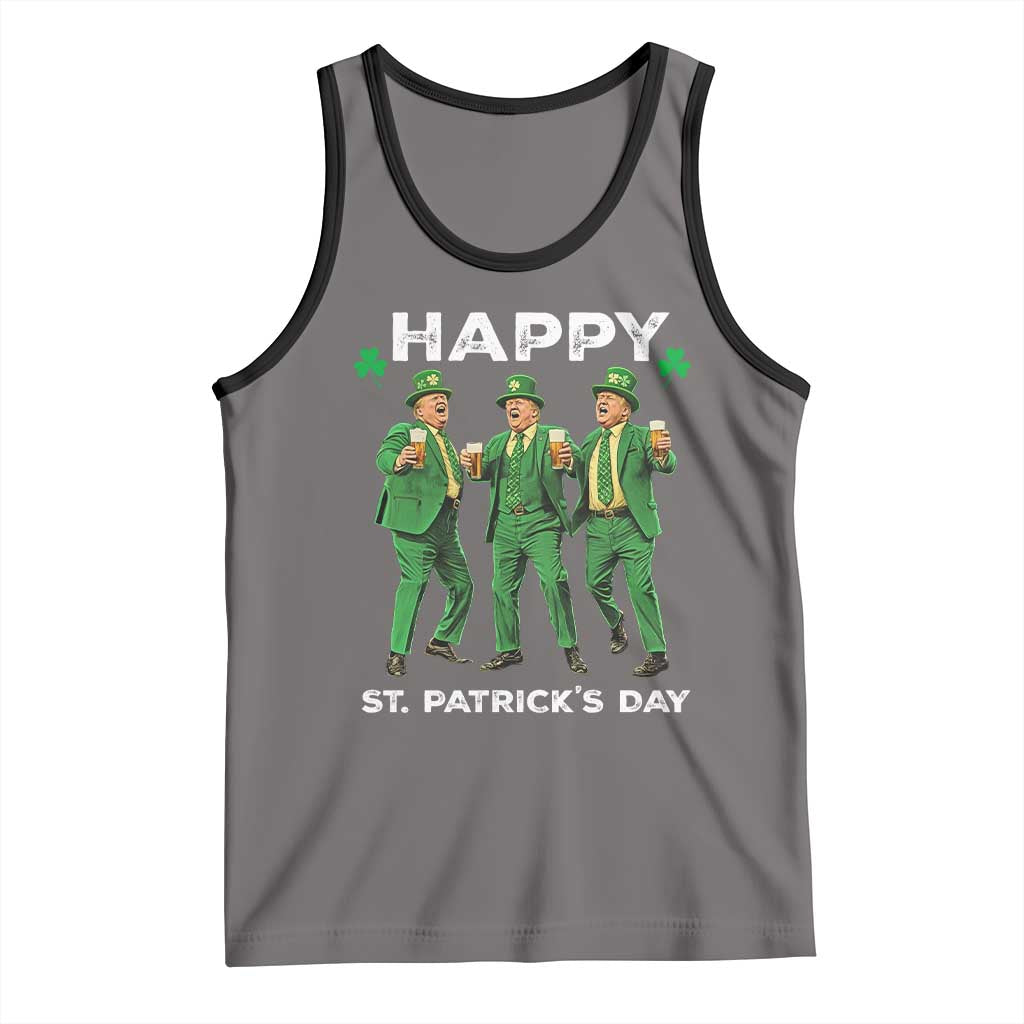Funny St Patrick's Day Trump Tank Top Dancing Saint Patrick TS02 Deep Heather Black Print Your Wear