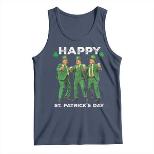 Funny St Patrick's Day Trump Tank Top Dancing Saint Patrick TS02 Navy Print Your Wear