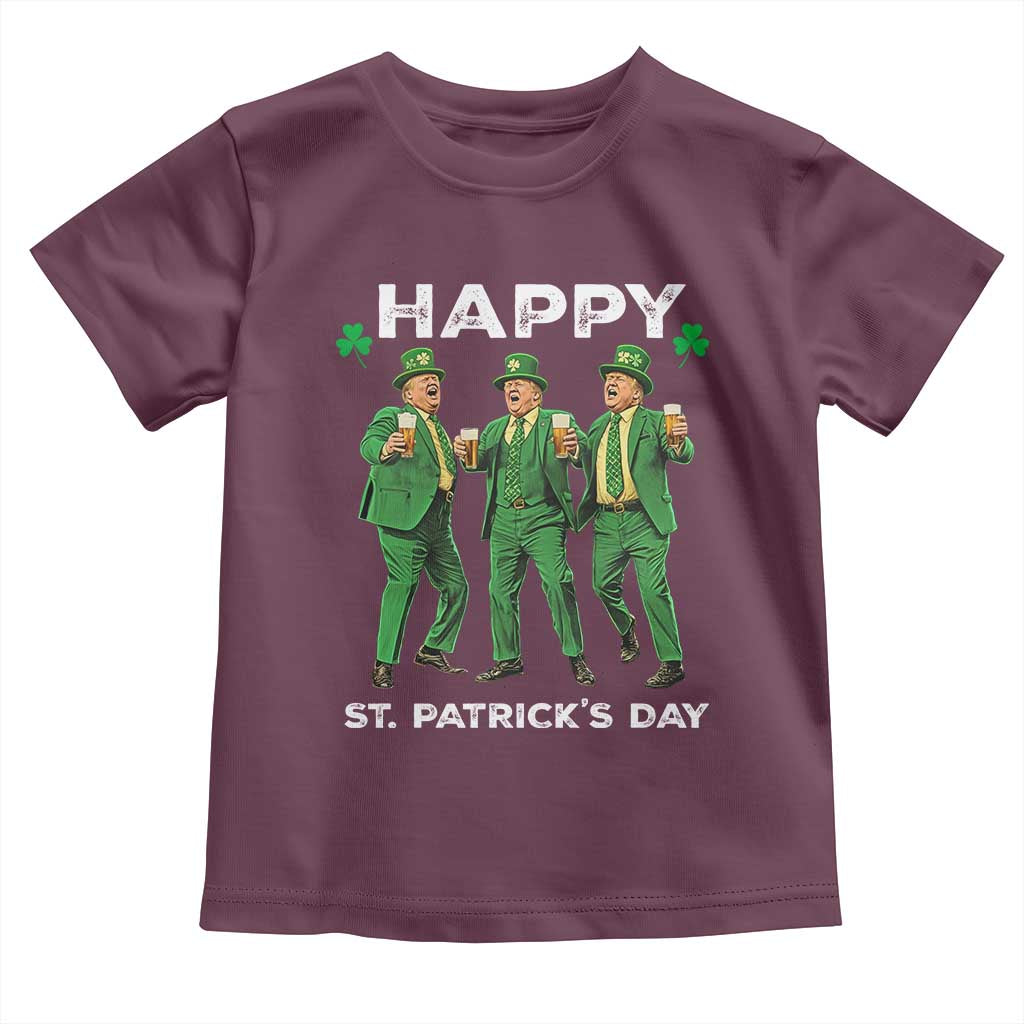 Funny St Patrick's Day Trump Toddler T Shirt Dancing Saint Patrick TS02 Maroon Print Your Wear