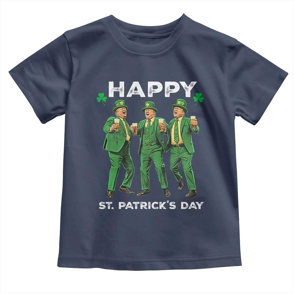 Funny St Patrick's Day Trump Toddler T Shirt Dancing Saint Patrick TS02 Navy Print Your Wear