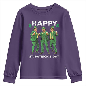 Funny St Patrick's Day Trump Youth Sweatshirt Dancing Saint Patrick TS02 Purple Print Your Wear