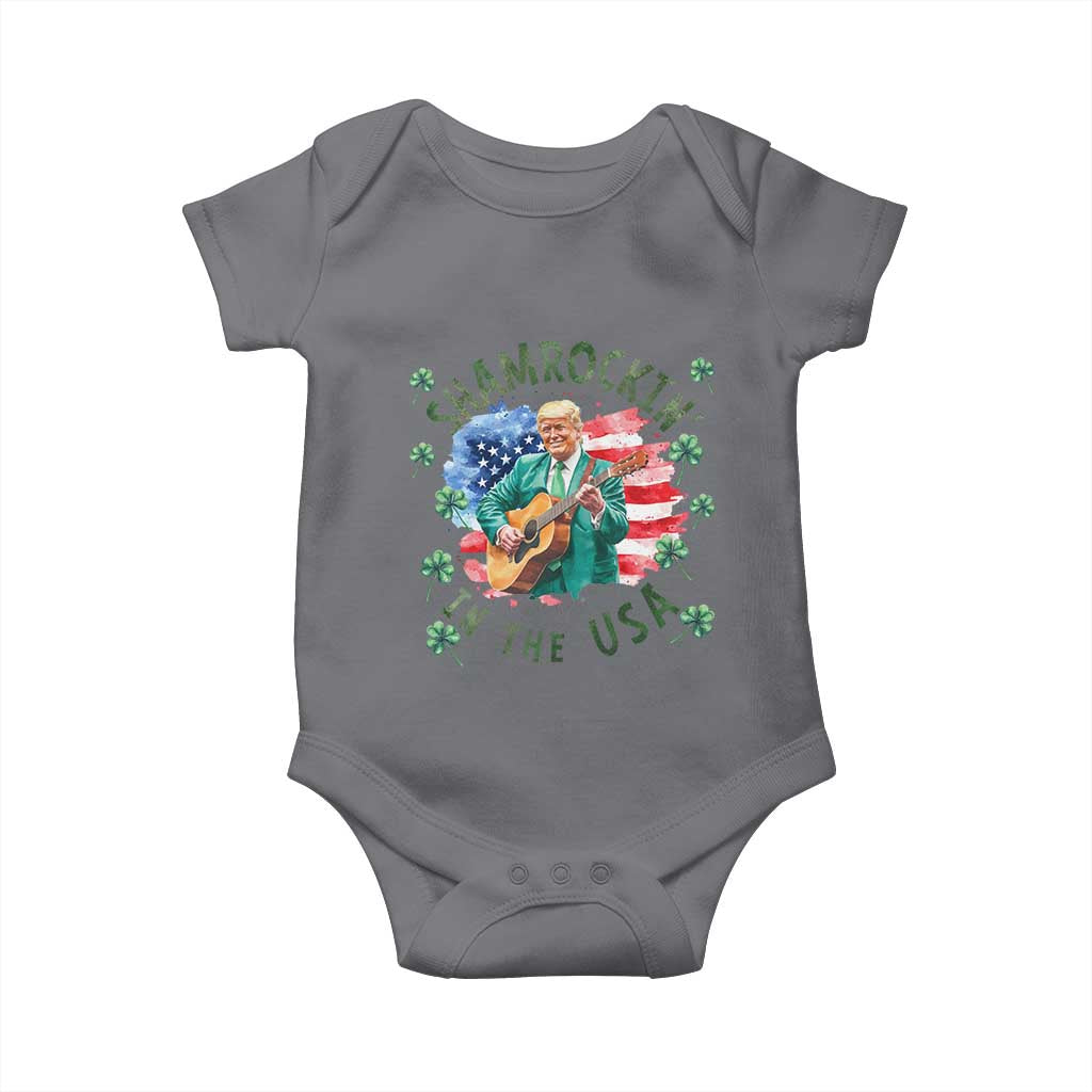 Funny St Patrick's Day Trump Baby Onesie Shamrockin in The USA Funny TS02 Charcoal Print Your Wear