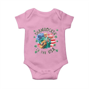 Funny St Patrick's Day Trump Baby Onesie Shamrockin in The USA Funny TS02 Light Pink Print Your Wear