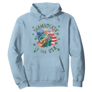Funny St Patrick's Day Trump Hoodie Shamrockin in The USA Funny TS02 Light Blue Print Your Wear
