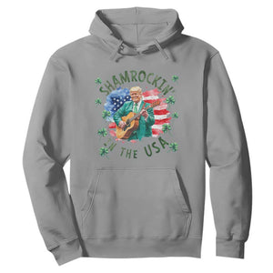 Funny St Patrick's Day Trump Hoodie Shamrockin in The USA Funny TS02 Sport Gray Print Your Wear