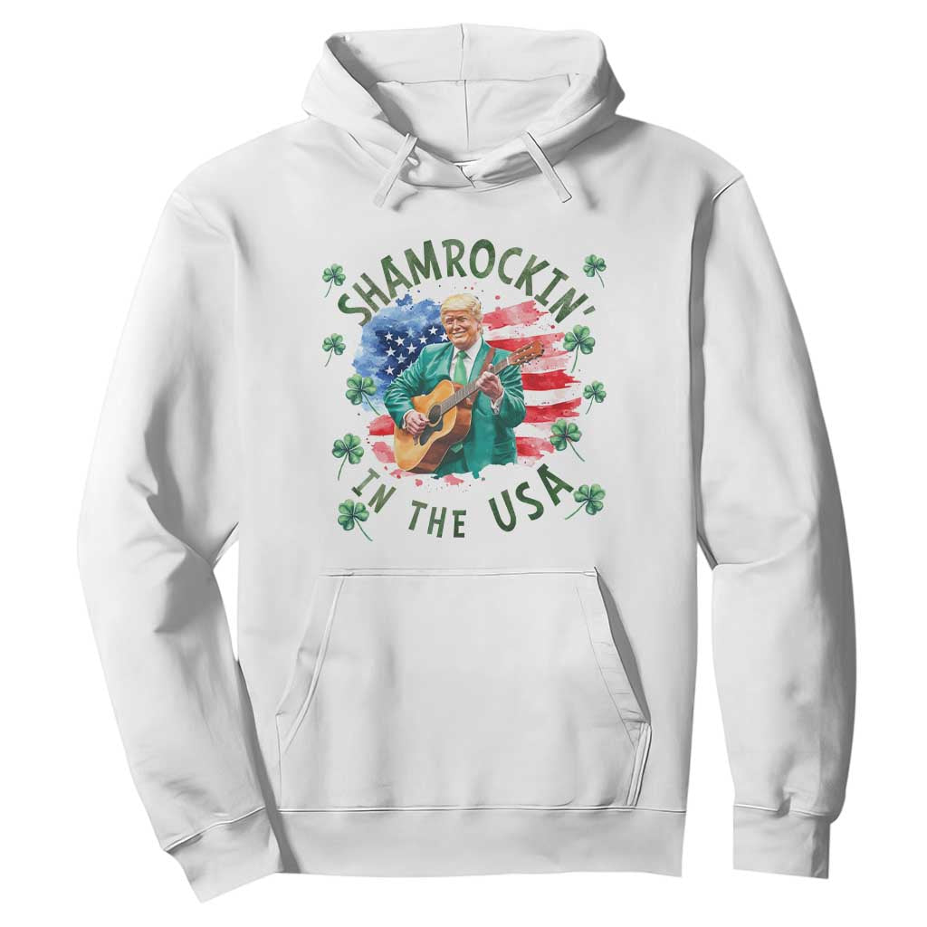 Funny St Patrick's Day Trump Hoodie Shamrockin in The USA Funny TS02 White Print Your Wear
