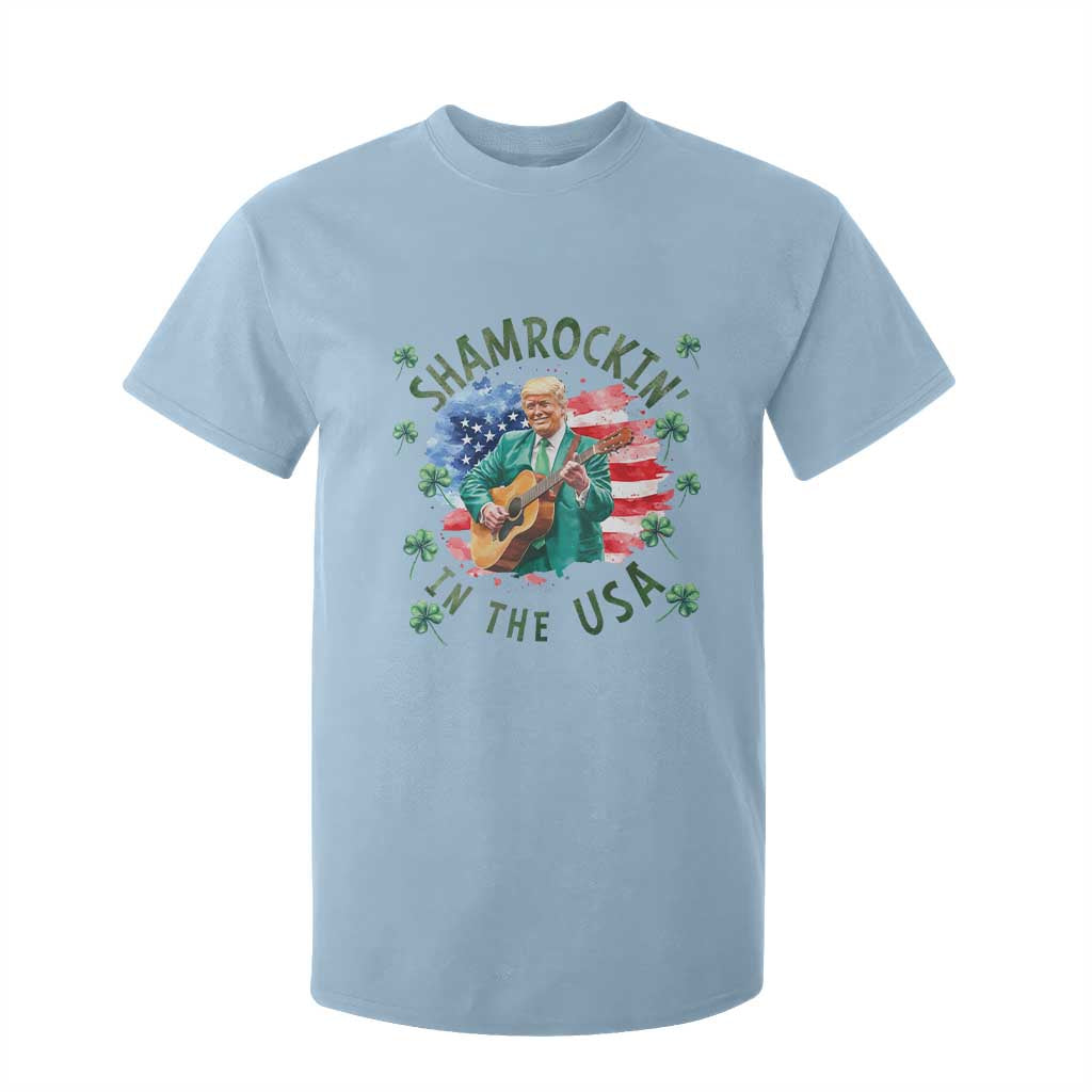 Funny St Patrick's Day Trump T Shirt For Kid Shamrockin in The USA Funny TS02 Light Blue Print Your Wear