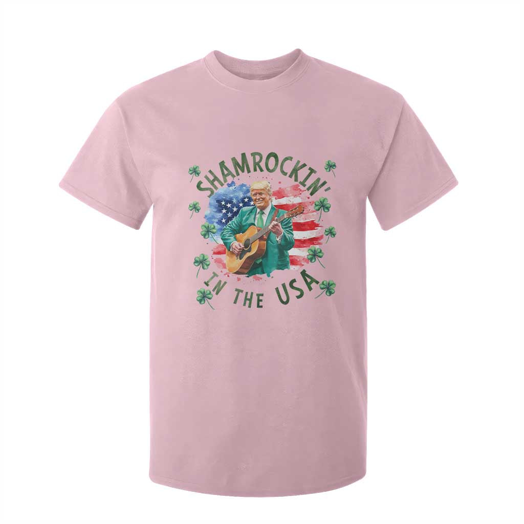 Funny St Patrick's Day Trump T Shirt For Kid Shamrockin in The USA Funny TS02 Light Pink Print Your Wear