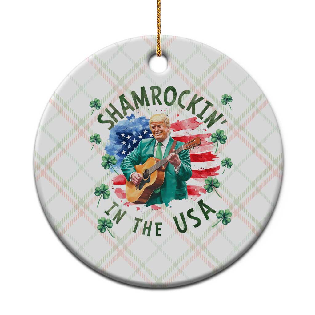 Funny St Patrick's Day Trump Ceramic Ornament Shamrockin in The USA Funny TS02 1pc Christmas Plaid Print Your Wear