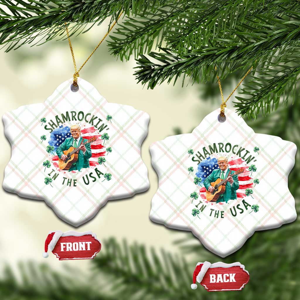 Funny St Patrick's Day Trump Ceramic Ornament Shamrockin in The USA Funny TS02 Print Your Wear