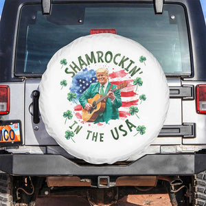 Funny St Patrick's Day Trump Spare Tire Cover Shamrockin in The USA Funny TS02 No hole White Print Your Wear