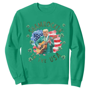 Funny St Patrick's Day Trump Sweatshirt Shamrockin in The USA Funny TS02 Irish Green Print Your Wear