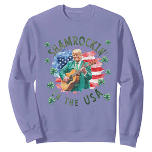 Funny St Patrick's Day Trump Sweatshirt Shamrockin in The USA Funny TS02 Violet Print Your Wear