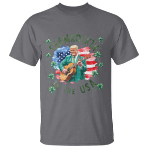 Funny St Patrick's Day Trump T Shirt Shamrockin in The USA Funny TS02 Charcoal Print Your Wear
