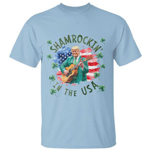 Funny St Patrick's Day Trump T Shirt Shamrockin in The USA Funny TS02 Light Blue Print Your Wear