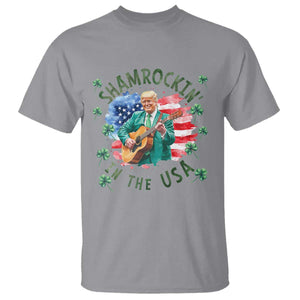 Funny St Patrick's Day Trump T Shirt Shamrockin in The USA Funny TS02 Sport Gray Print Your Wear