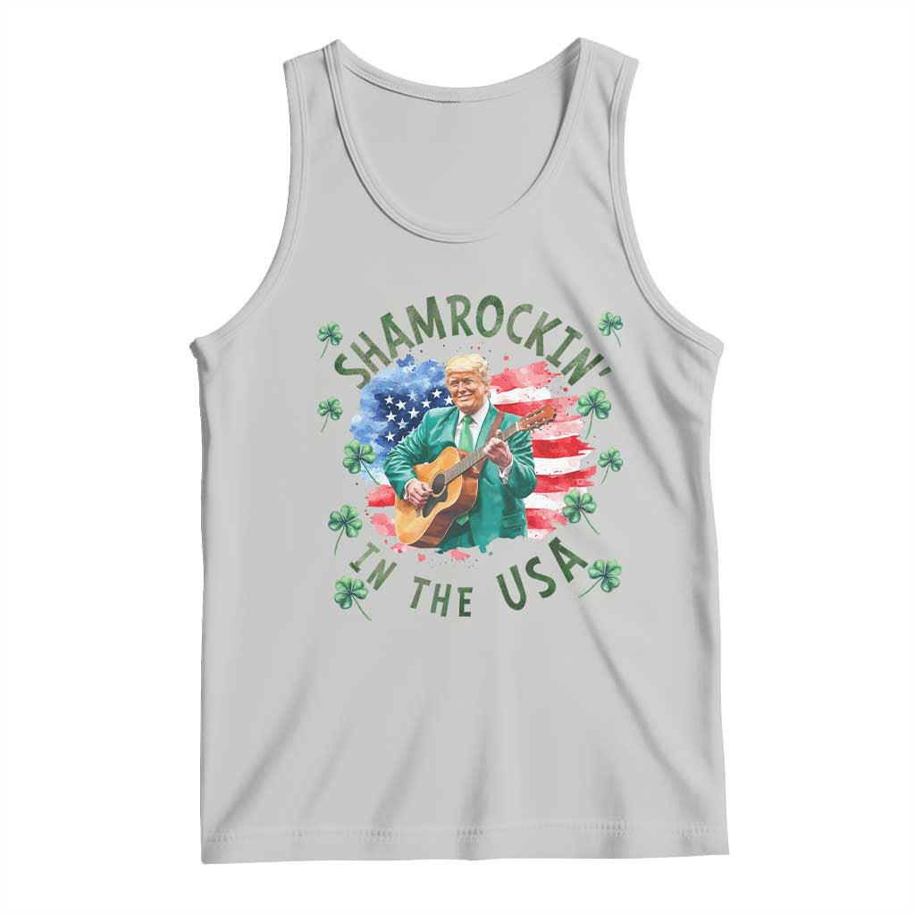 Funny St Patrick's Day Trump Tank Top Shamrockin in The USA Funny TS02 Ash Print Your Wear