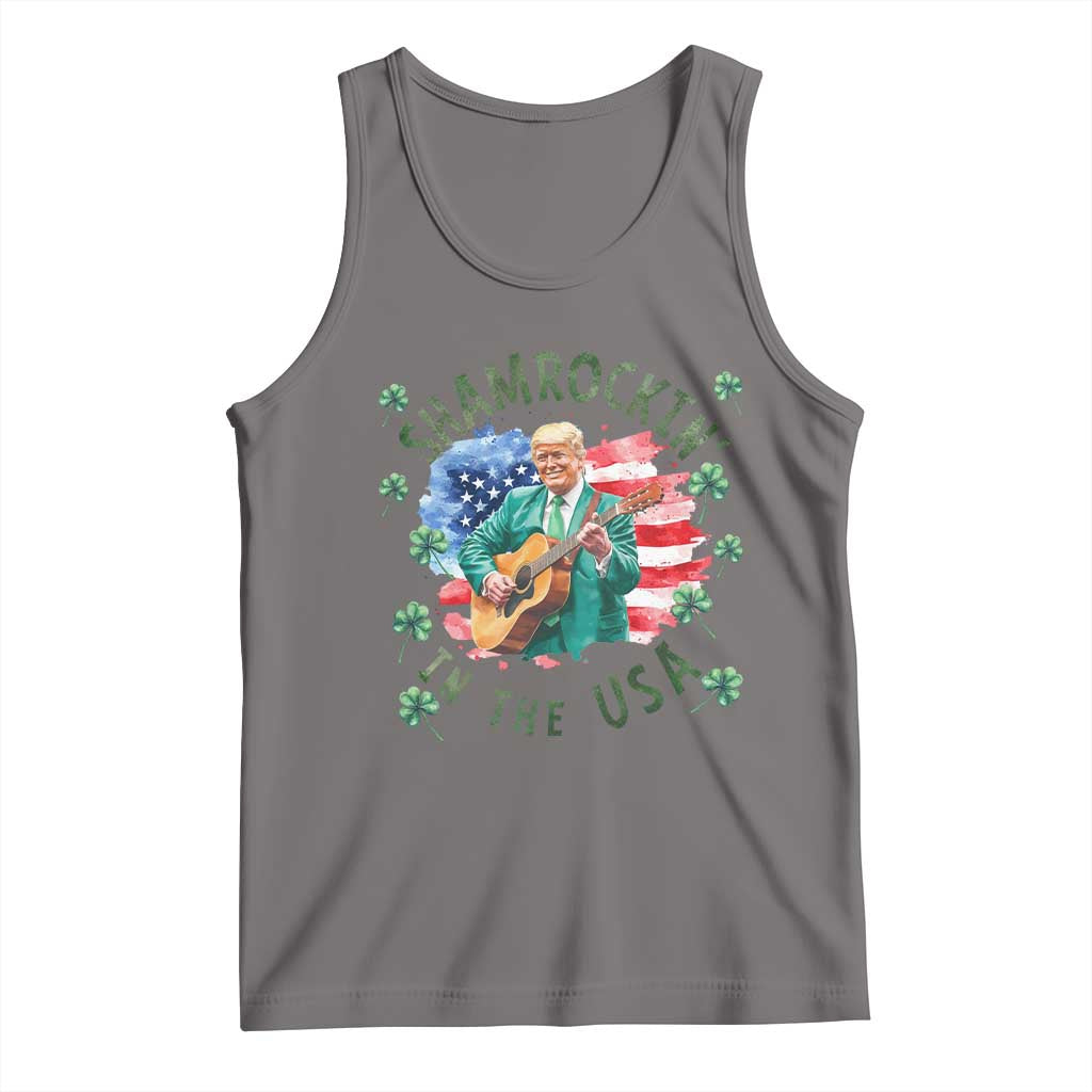 Funny St Patrick's Day Trump Tank Top Shamrockin in The USA Funny TS02 Deep Heather Print Your Wear