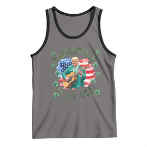Funny St Patrick's Day Trump Tank Top Shamrockin in The USA Funny TS02 Deep Heather Black Print Your Wear