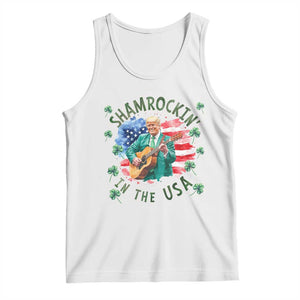 Funny St Patrick's Day Trump Tank Top Shamrockin in The USA Funny TS02 White Print Your Wear