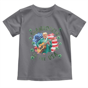 Funny St Patrick's Day Trump Toddler T Shirt Shamrockin in The USA Funny TS02 Charcoal Print Your Wear