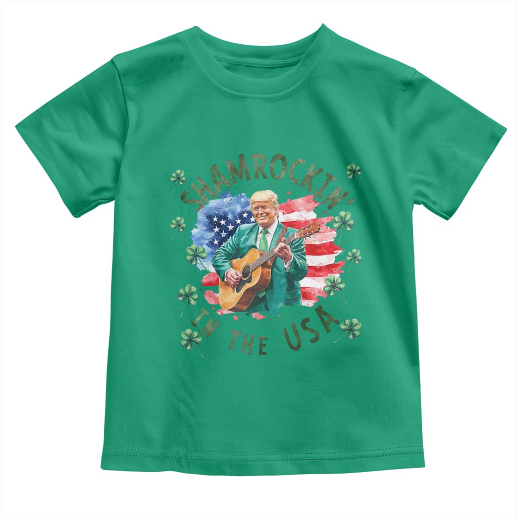 Funny St Patrick's Day Trump Toddler T Shirt Shamrockin in The USA Funny TS02 Irish Green Print Your Wear